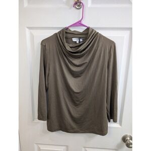 Michael Stars Rosalind Cowl Neck Top Womens Olive Green 3/4 Sleeve NWT - Size M